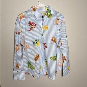 Eliane Rose Women’s Striped Floral Button Up Shirt